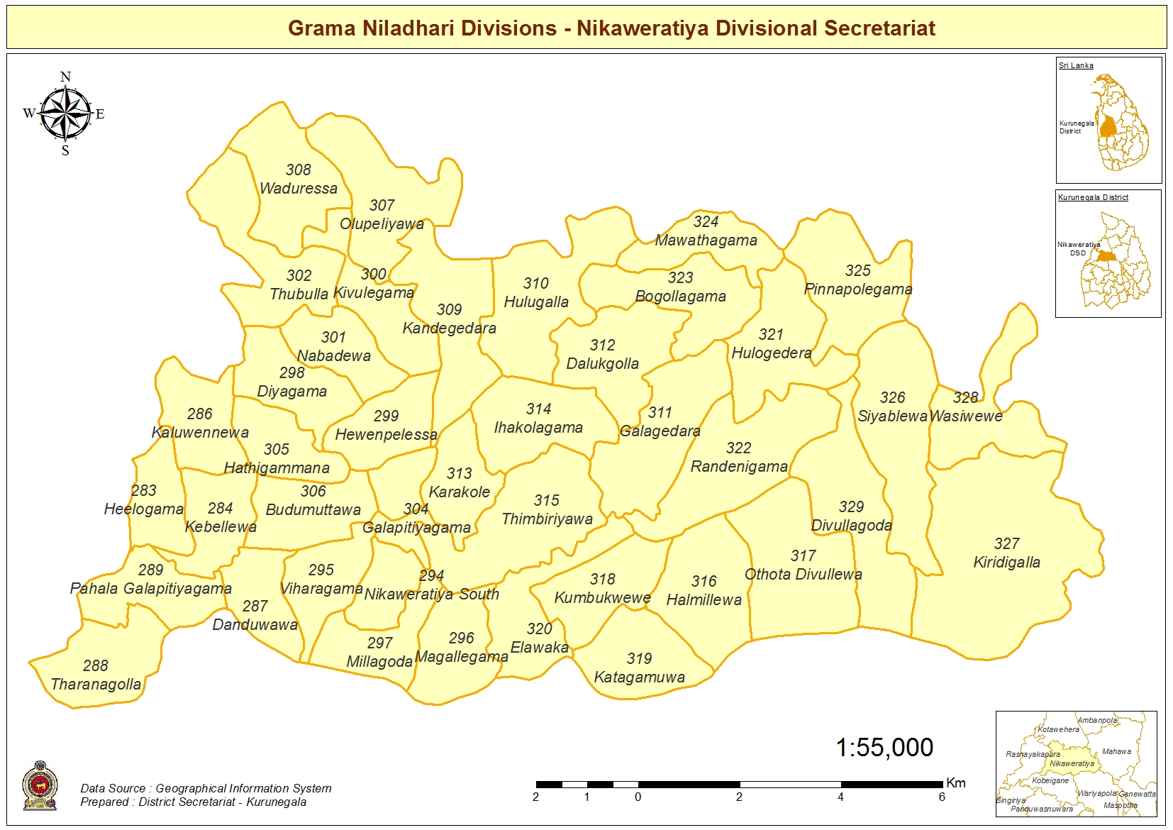 Nikaweratiya GND Map En